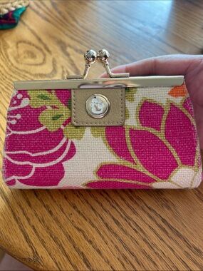 Linen and Leather Spartina Wallet Change Purse from Daufuskie Island